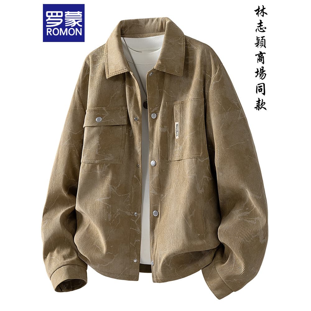 Lomon estilo americano impresso jaqueta masculina primavera High-End macacão solto textura superior jaqueta masculina pr