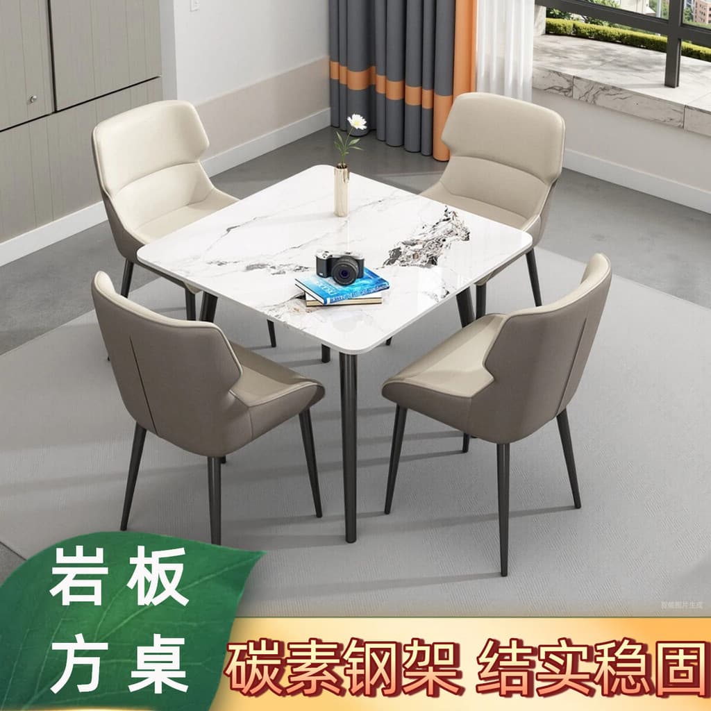Mesa de jantar de ardósia Cadeira quadrada Mesa de jantar de Hotel Pequeno apartamento Mesa de jantar Combinação de cade