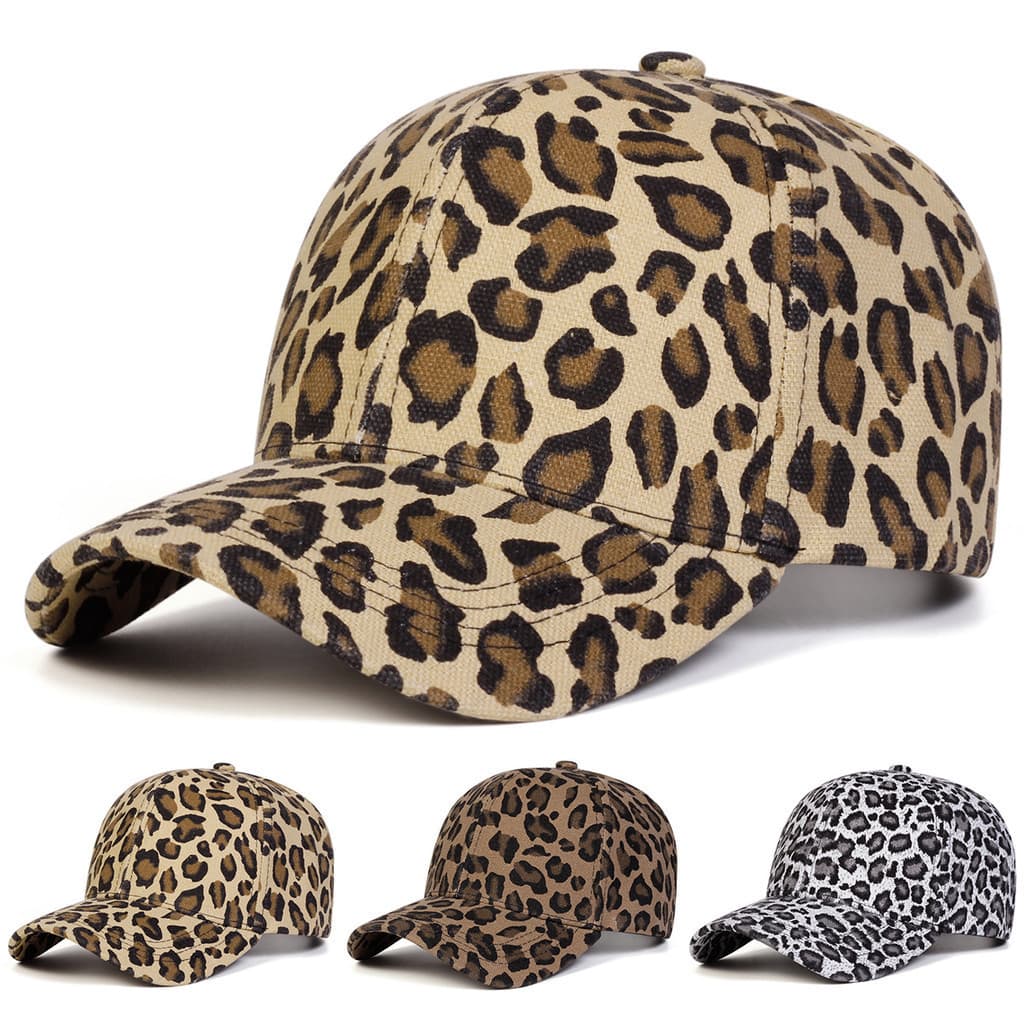 Boné de Beisebol Feminino com Estampa de Leopardo, Ajustável, Casual e Fashion, Adequado para Primavera, Outono, Viagens
