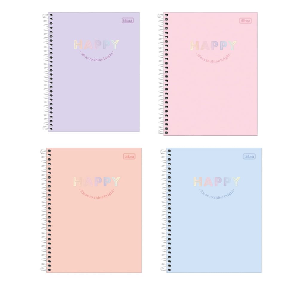Caderno Happy (Grande) Universitário Espiral 10 Matérias 160fls - Tilibra