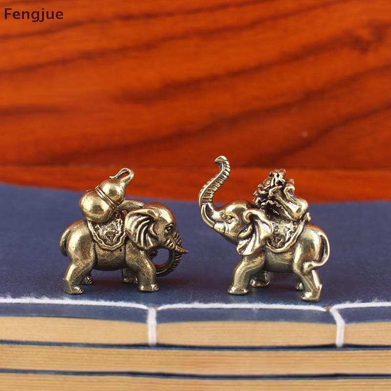Fengjue Elefante Da Sorte Pequenos Ornamentos De Bronze Bênção Elefantes Estatuetas Em Miniatura Antigo Animal Estátua A