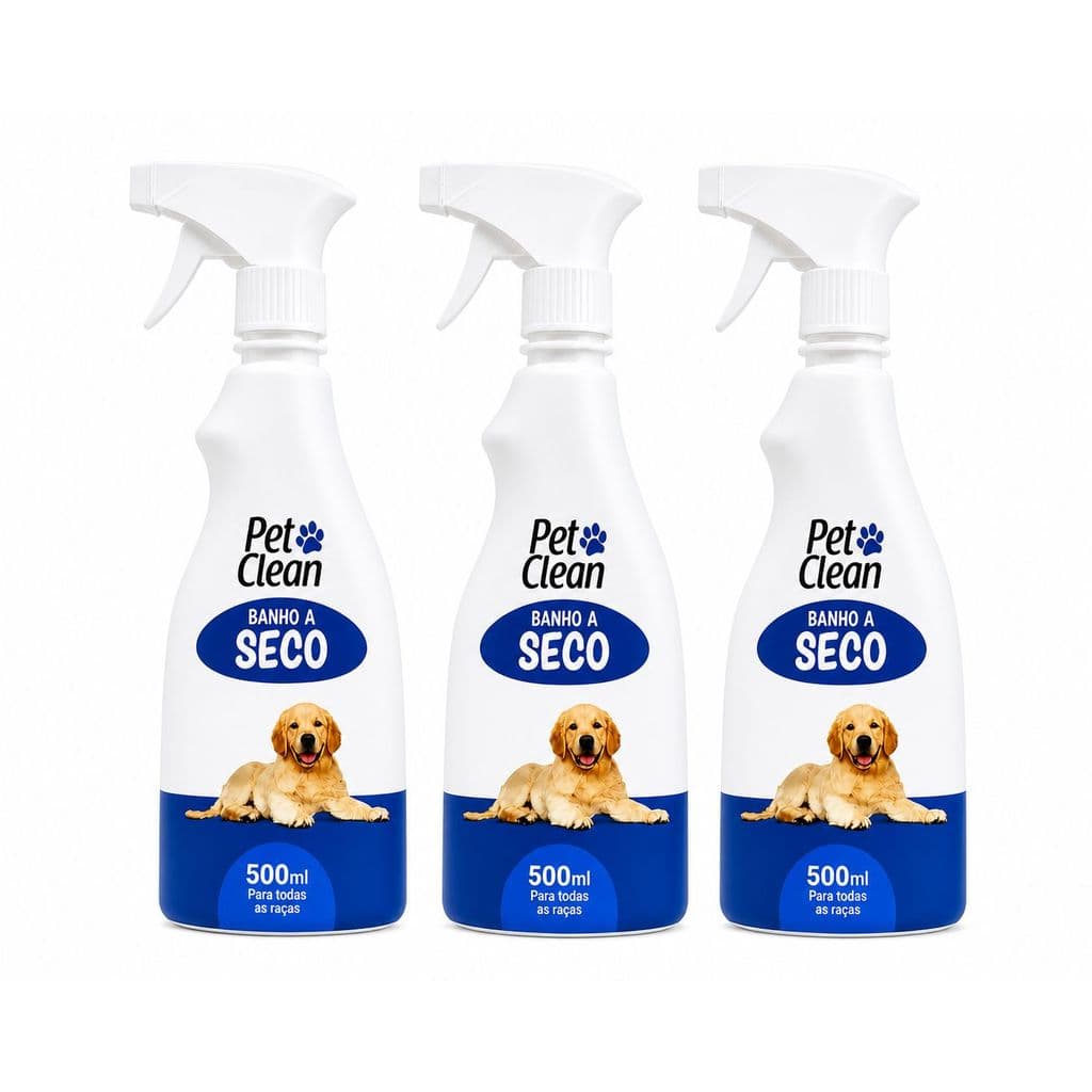 Kit 3 Shampoo Banho Seco 500ml Cães E Gatos Prático Pet Clean