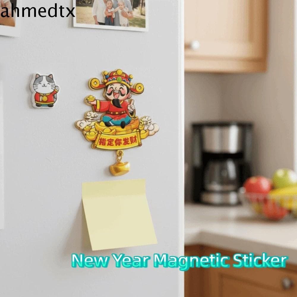 Adesivo De Ano Novo AHMEDTXB , Ímãs De Geladeira 3D De Bênção De Desenho Animado , Tradicional