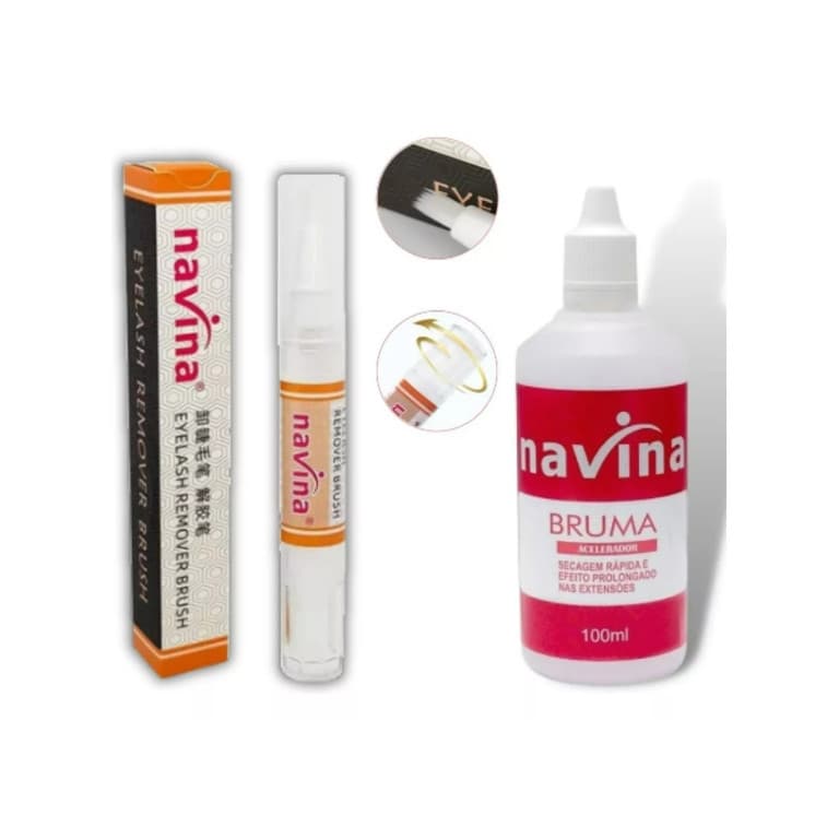 Removedor Cilios Navina 10g + Bruma Aceleradora Secagem Rapida Cola