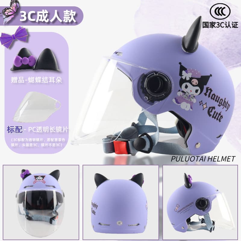 Capacete de motocicleta aberto unissex de desenho animado
