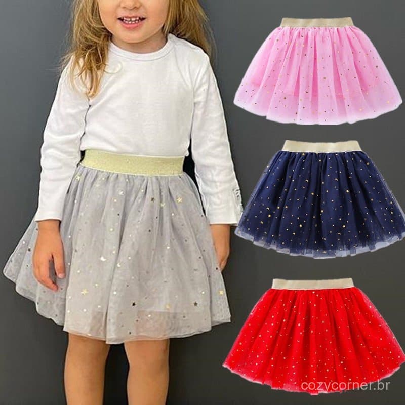 Mini-Saias Para Crianças Meninas Princesa Estrelas Tutu Festa De Aniversário Menina Saia De 2-10 Anos Criança Faldas Elá
