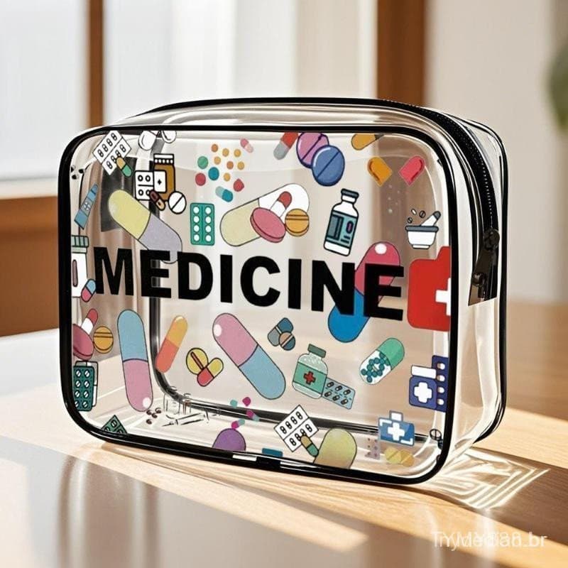 #     Nova bolsa de maquiagem feminina, pode conter medicamentos, bolsa de armazenamento de viagem de grande capacidade,