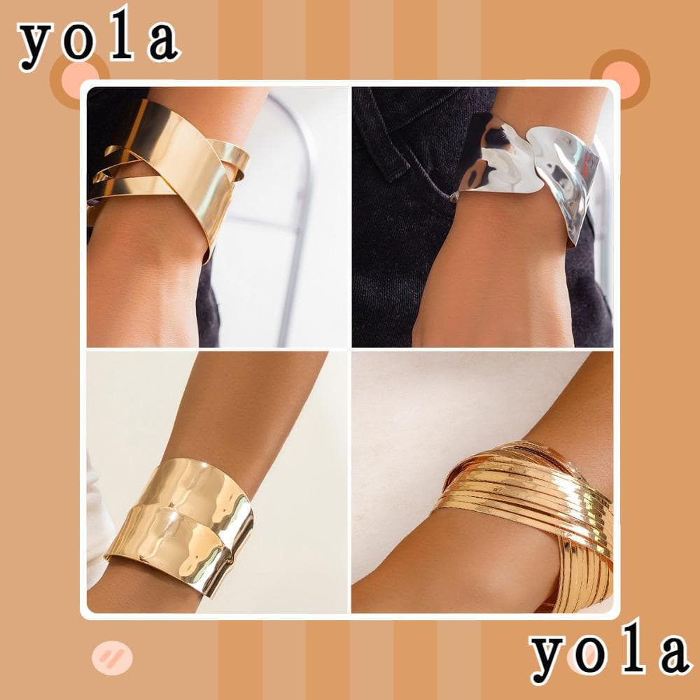 YOLANDAGOODS Pulseira De Abertura Cruzada , Simplicidade De Moda Metal Liso , Geometria De Temperamento Oco Fora