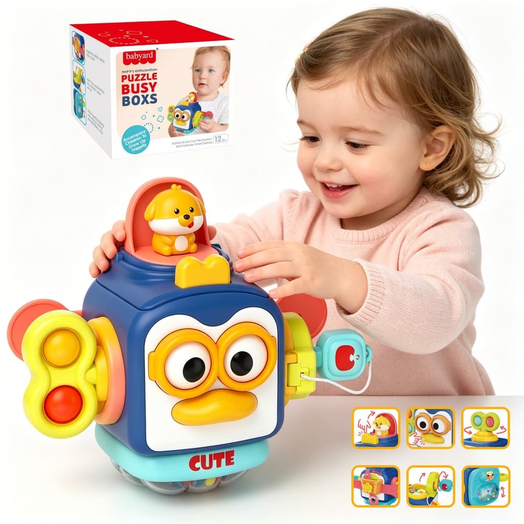 Brinquedo Montessori Pinguin Carinha Com Funções Para Estimulação Tátil e Visual