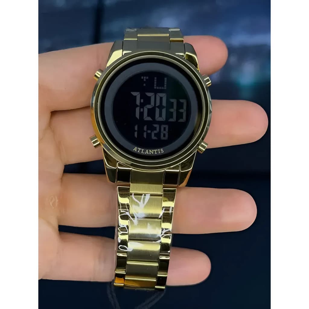 Relogio A Prova Dágua Digital Alarme Original Atlantis Aço
