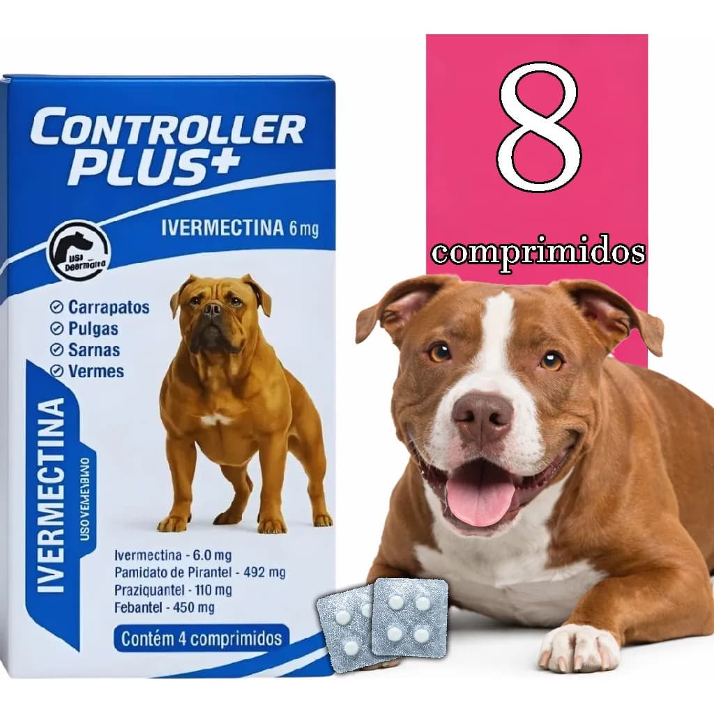 Remédio Anti Pulgas, Carrapatos, Sarnas E Vermes 8 Comp