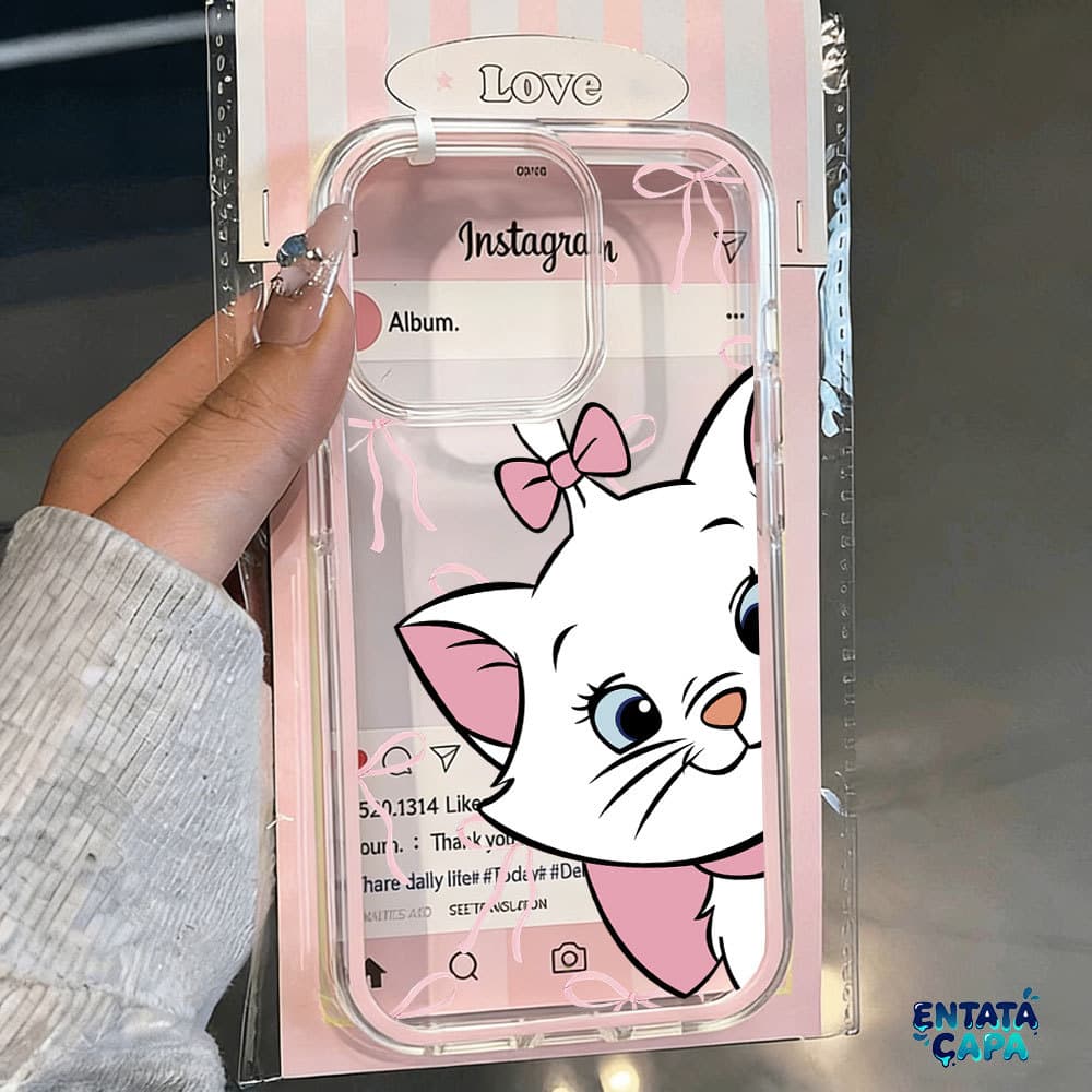 Capa Transparente 2 em 1 para iPhone 17 Pro Max 13 11 16 15 12 14 Plus à prova de choque Gatinha Laços Rosa Fofa Capinha
