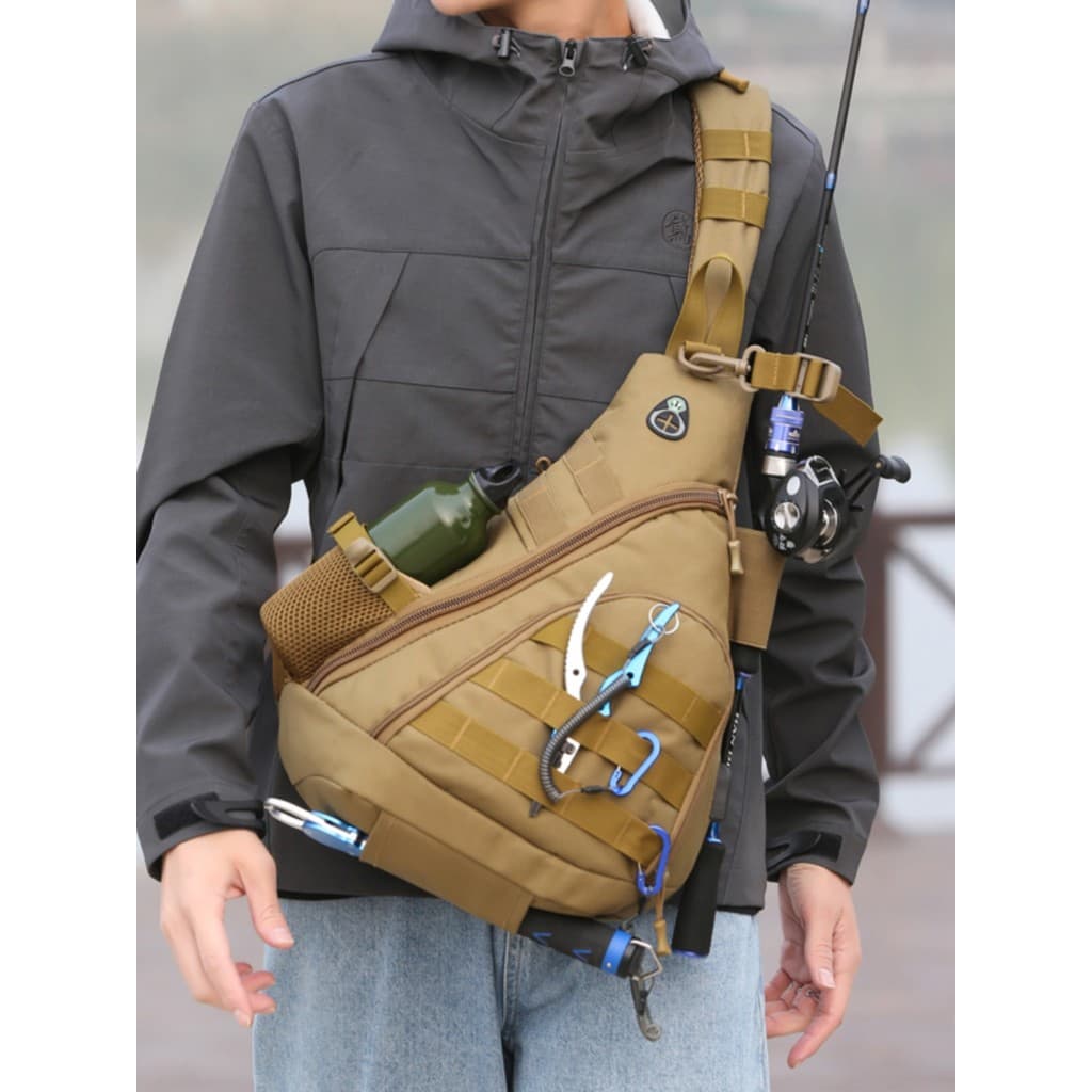 Bolsa de peito tática ao ar livre multifuncional bolsa mensageiro bolsa de ombro masculina repelente de água grande capa