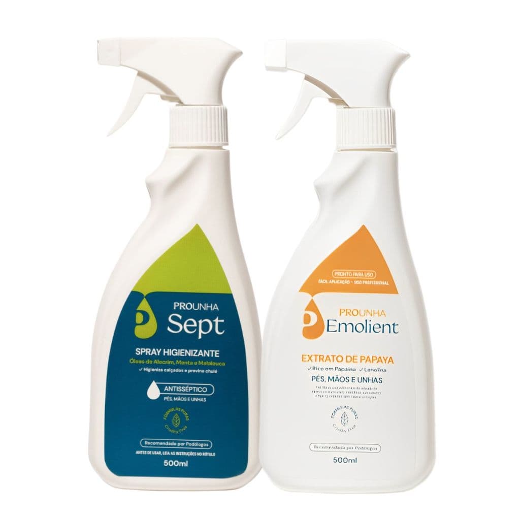 Kit Emoliente e Spray Higienizante Sept 500ml | Com Válvula | Pro Unha