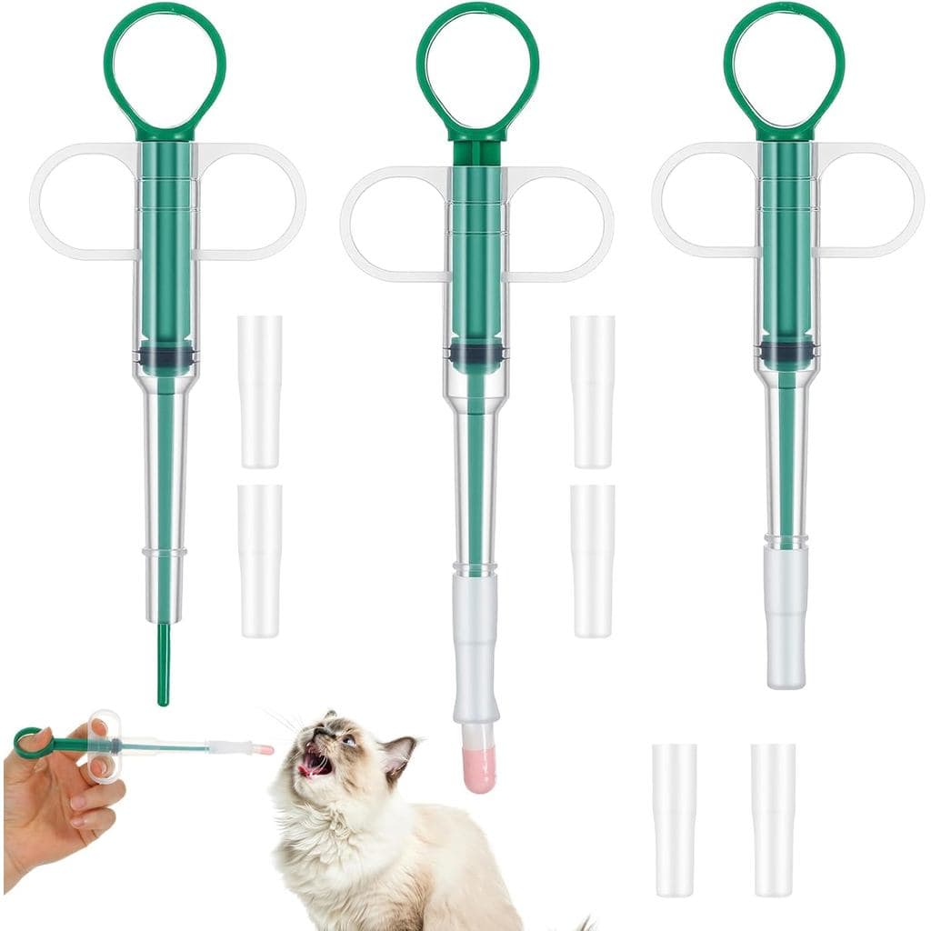 Grevosea 3 Peças Aplicador de Pílulas para Animais de Estimação, Aplicador de Pílulas para Gatos com Ponta Macia, Empurr
