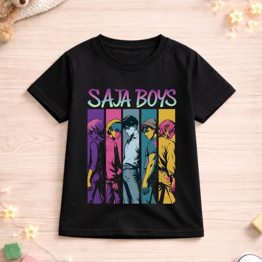Camiseta Infantil Kpop Saja Boy Estampada KPop Demon Hunters Camisa Kids Premium