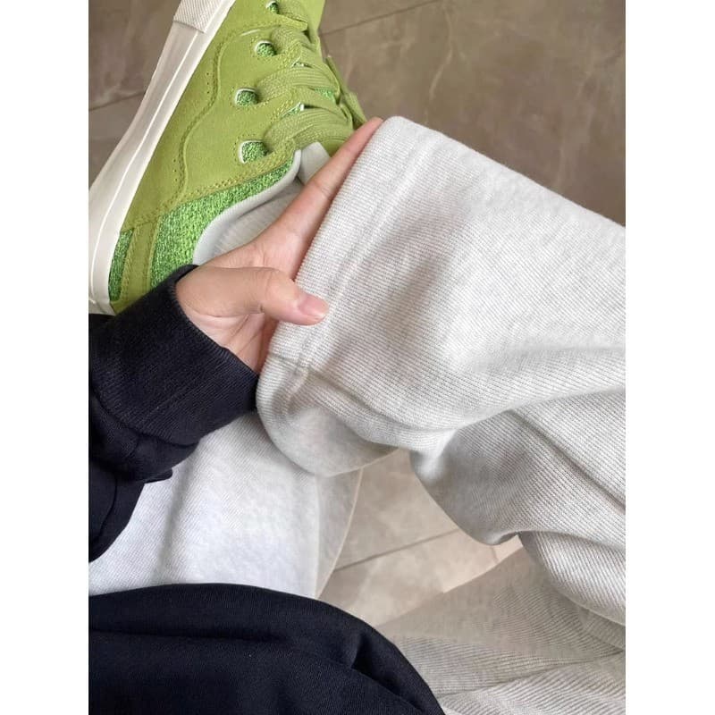 Pequeno cinza americano High Street Sports Sweatpants feminino solto calças de perna reta outono inverno fino perna larg