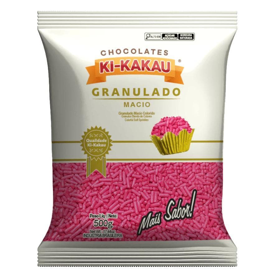 Granulado Rosa 500g Confeito Colorido para Decoração de Bolos e Doces