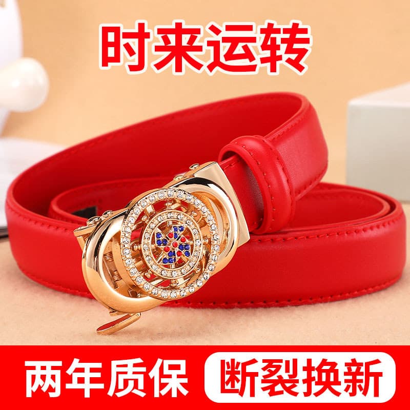 Novo estilo tempo de correr senhoras cinto de couro genuíno fivela automática cinto feminino moda All-Match versão corea
