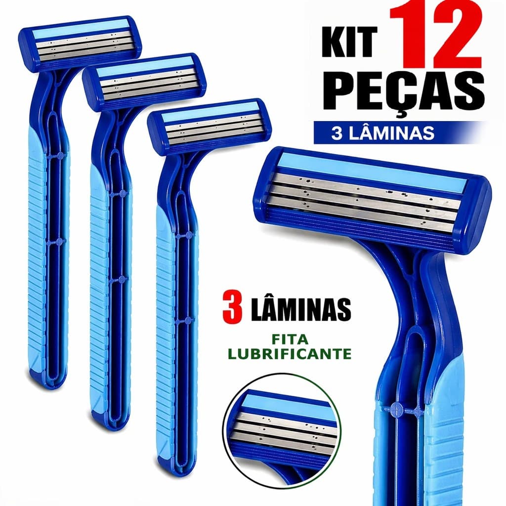 12/24/6 Peças Prestobarbas Aparelho de Barbear 3 Lâminas C/ Fita Lubrificante Barbeado Descartável PROMOÇAO