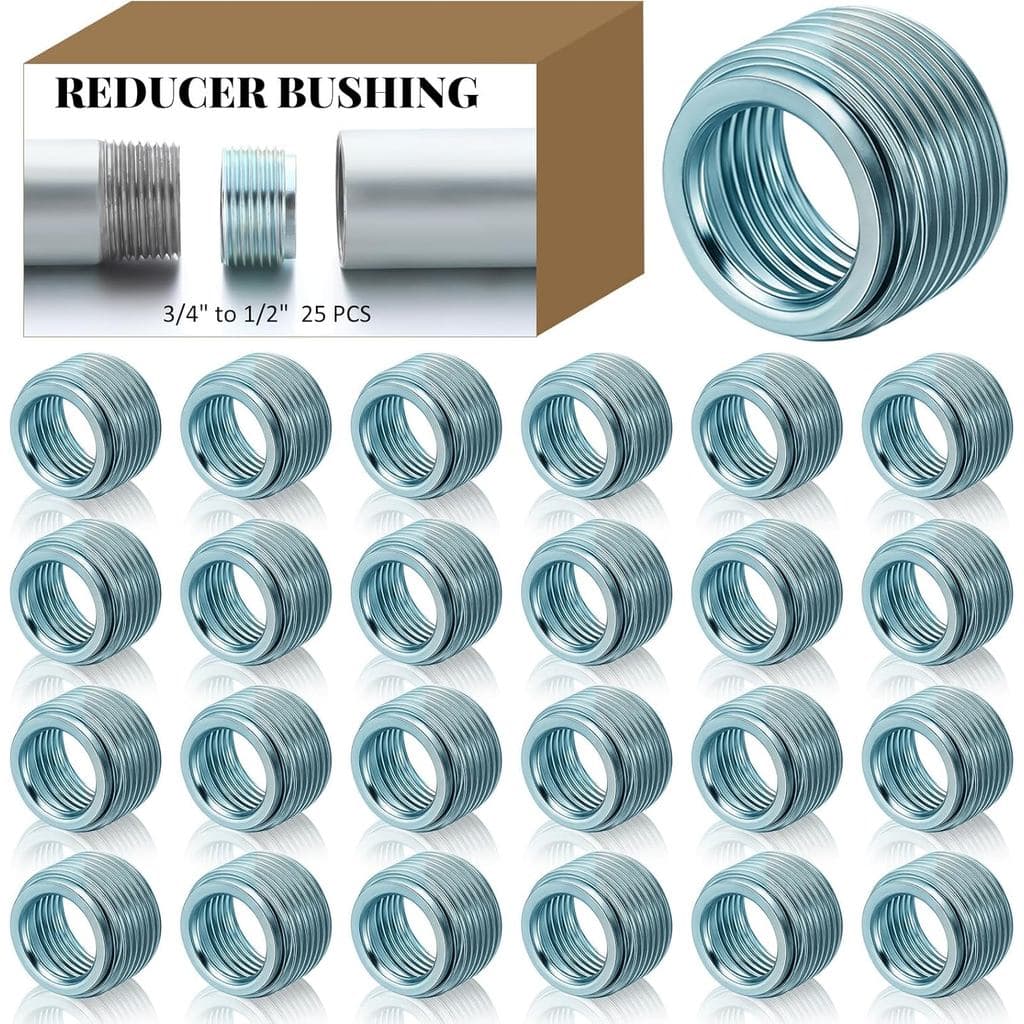 Gisafai Pacote com 25 Buchas Redutoras de 3/4" para 1/2" Buchas Rosqueadas de Aço Galvanizado para Conexões de Eletrodut