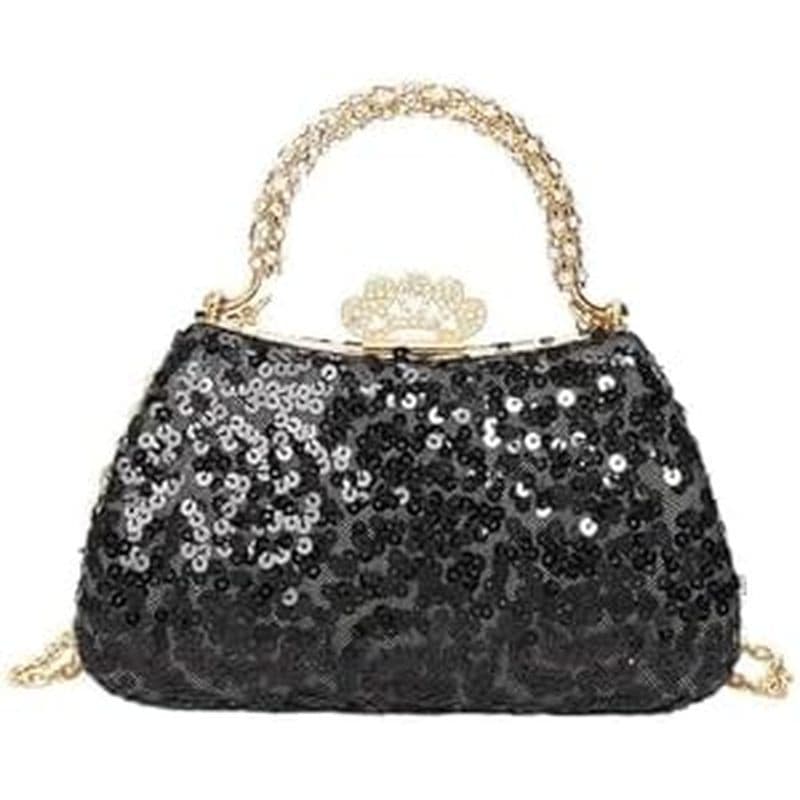 Bolsa Clutch Noturna Com Strass Para Mulheres , Preta Elegante Cintilante De Ombro Chique , Crossbody , Perfeita Eventos