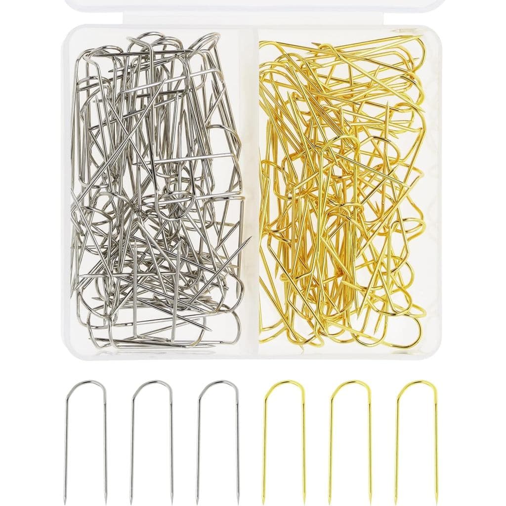 ONLYKXY 120pcs U Shaped Fork Pins for Sewing Quilting Needle Multipurpose Straight Double Blocking Craft Pins for Fabric