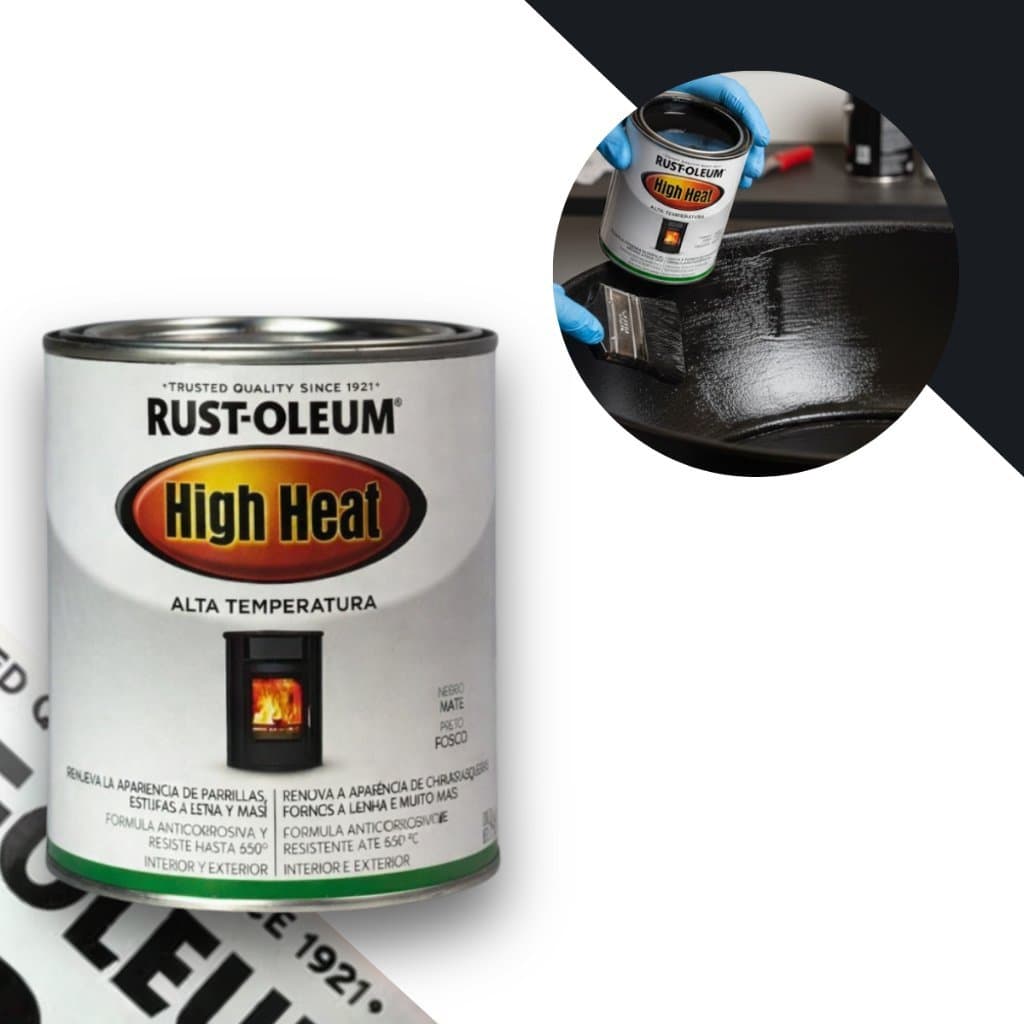Tinta Preto Fosco Alta Temperatura Churrasqueira 946ML Rust Oleum