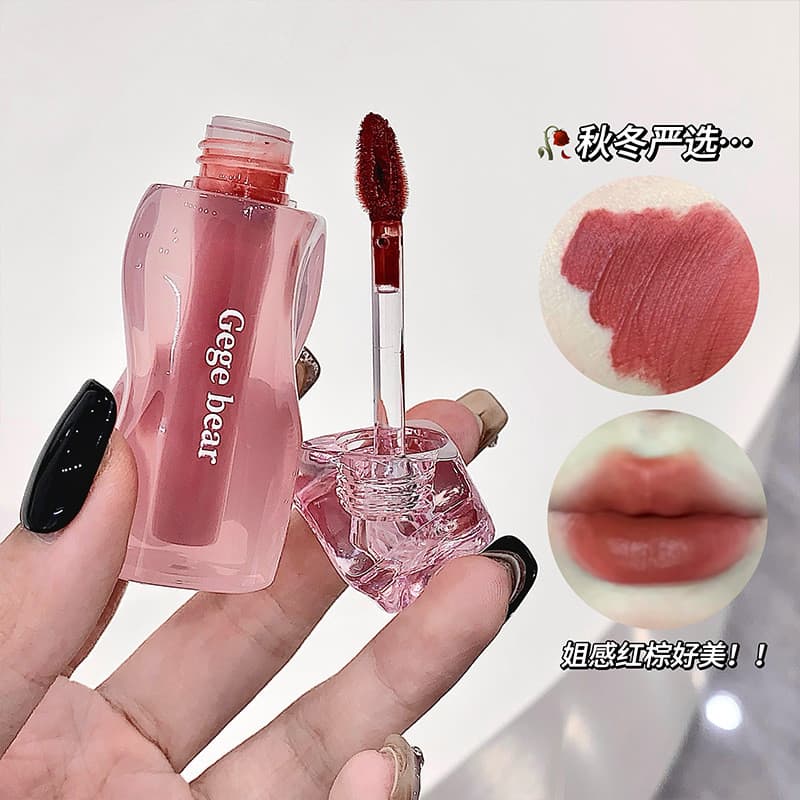 Gege urso veludo creme lábio lama delicada cor macia renderização branco bonito estudante esmalte labial tomate podre Cr