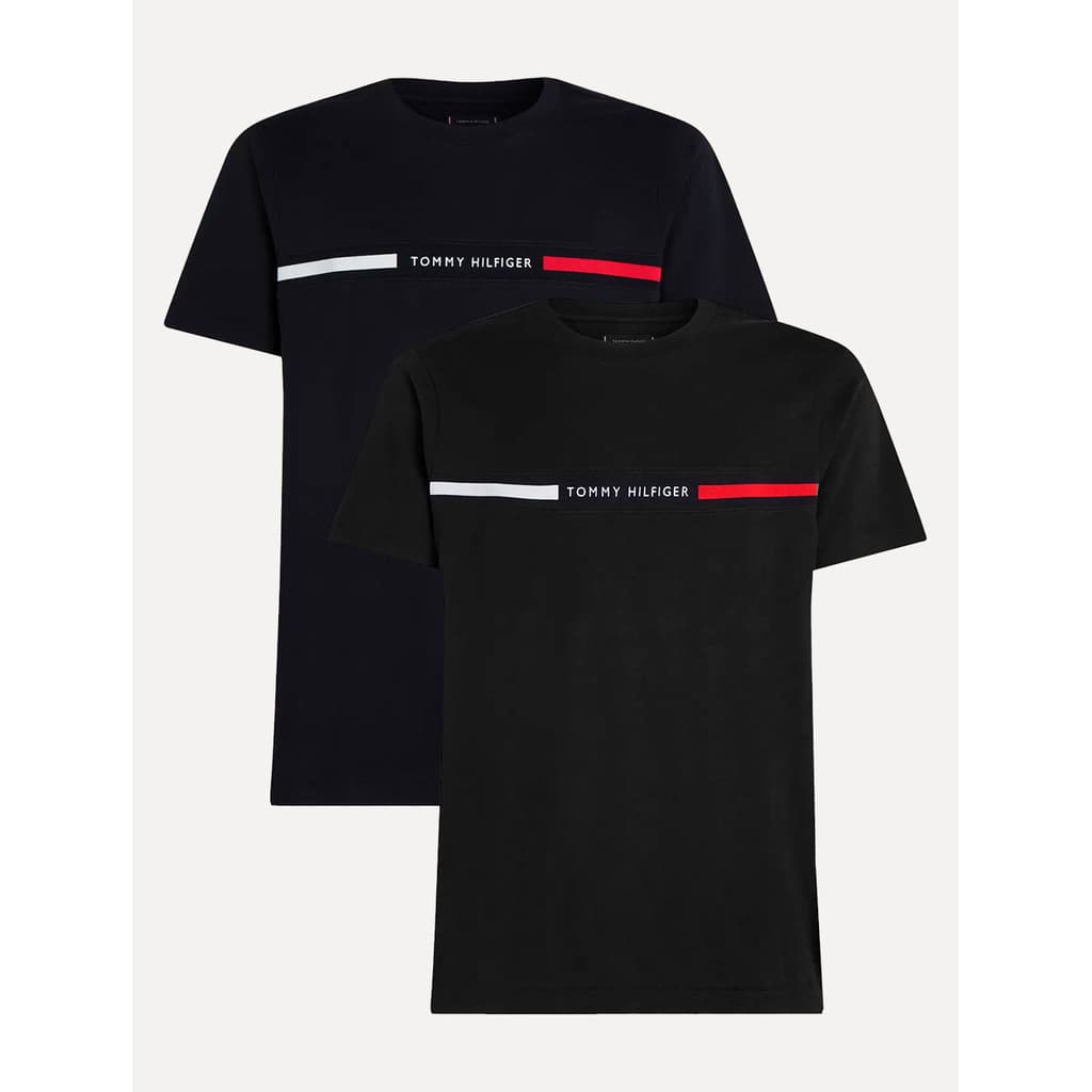 Kit Camisetas Tommy Hilfiger Original | Chest Insert Logo Azul Marinho/Preta 2UN