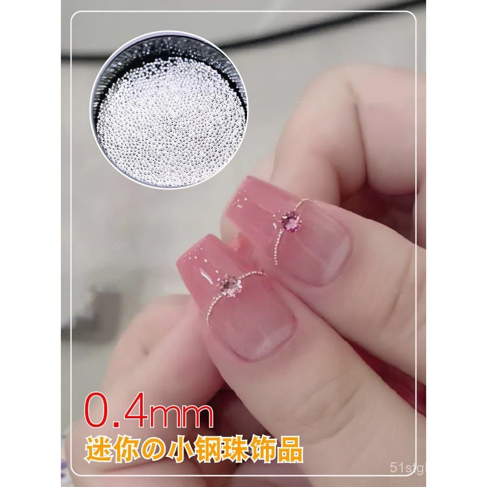 Acessórios para nail art: mini contas de aço de 0,4mm, tamanho pequeno, em dourado, prateado e branco, contas redondas p