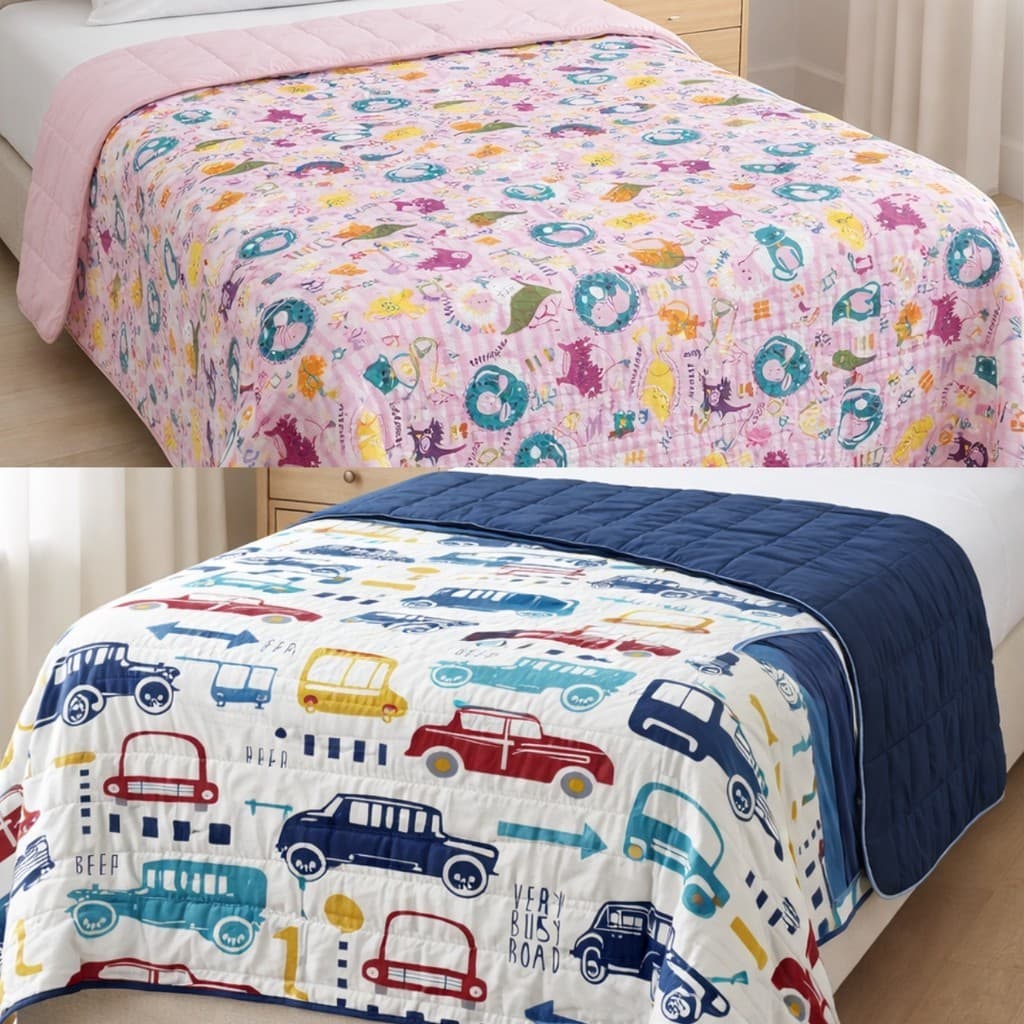 Edredom Solteiro Dupla Face Estampado Liso Infantil Kids Avulso