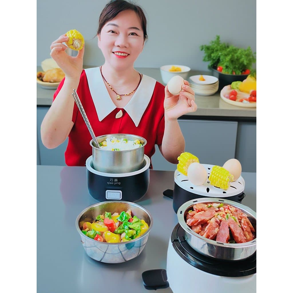 Qiaoyi Lancheira Elétrica Plug-In Aquecimento Elétrico Cozinhar Trabalhadores de Escritório Refeições Quentes Bento com