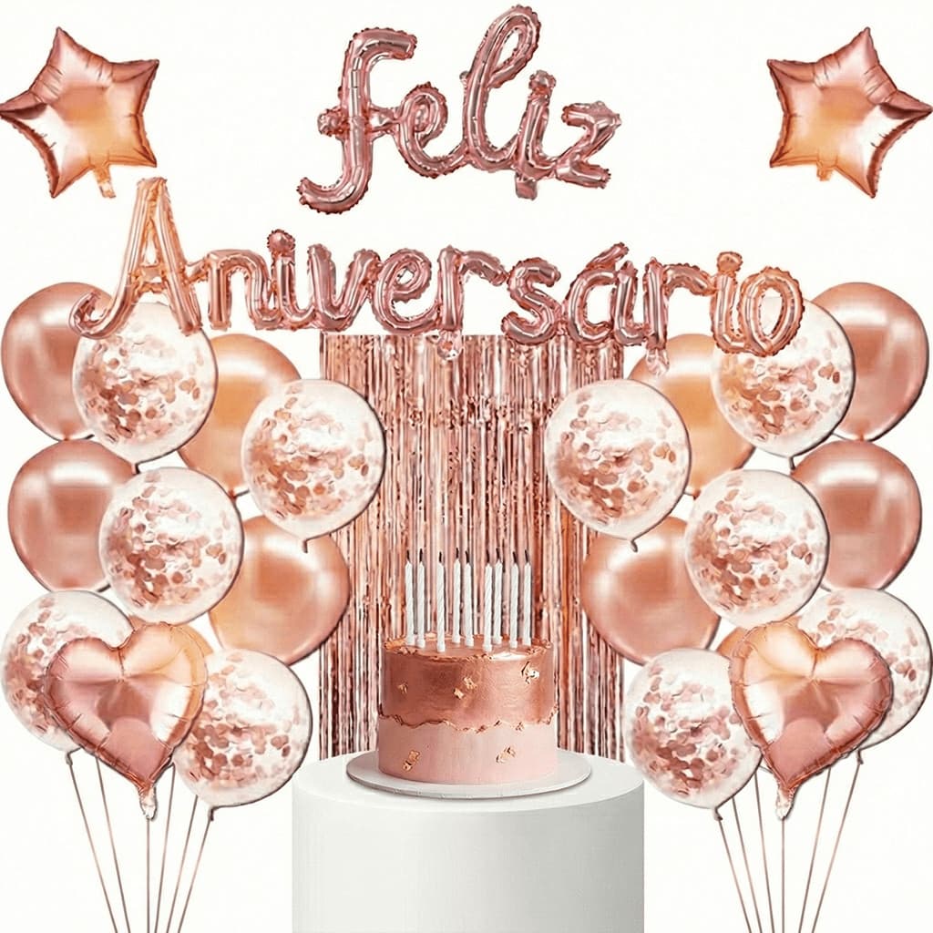 Balões decorativos para festa Kit 26peças 12" 18" Para Festas e Aniversários M1004-ROSA/OURO