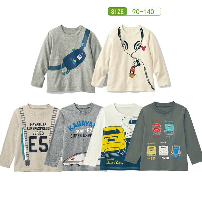Nova primavera outono estilo fino meninos de manga comprida camiseta Casual dos desenhos animados japoneses meninos bebê