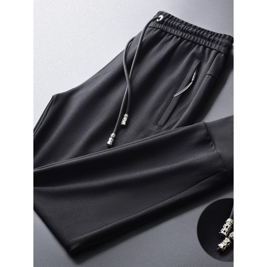 Calças masculinas outono inverno preto calças casuais magro-ajuste Leggings calças esportivas pequena perna Harem calças