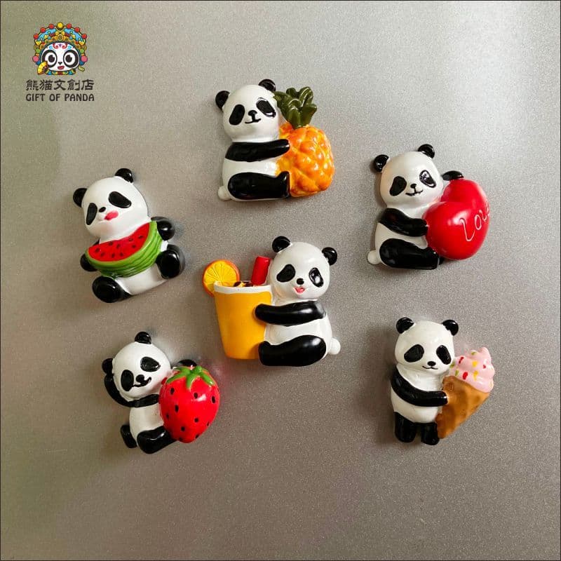 Panda fruta bebida sorvete geladeira adesivo boneca criativa tridimensional bonito adesivo magnético quadro branco foto