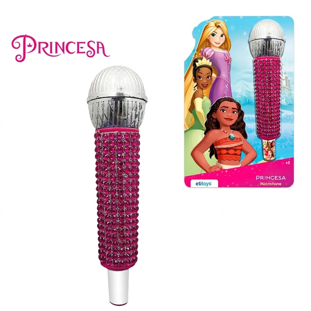 PRINCESA MICROFONE FAZ DE CONTA INFANTIL 16CM ESTILO ENCANTADO PARA BRINCAR E CANTAR