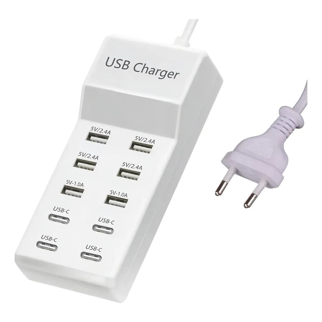 Estação De Carregamento Rápido 50w 10 USB - 6 USB A 4 USB-C