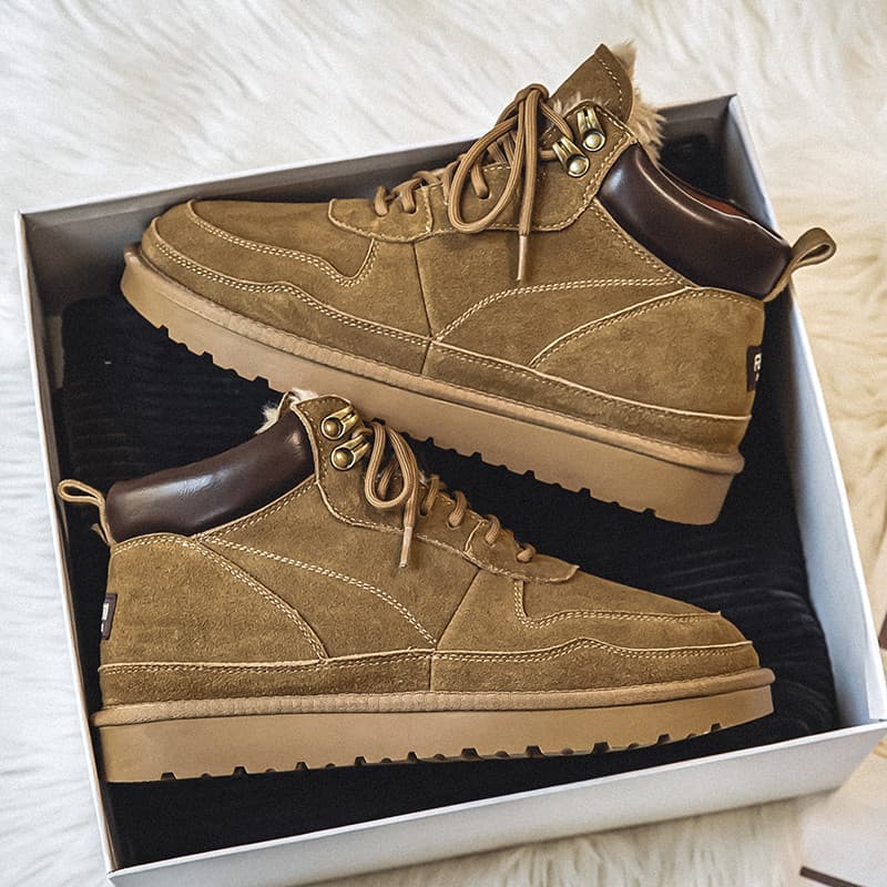 Botas de neve masculinas 2025 novo estilo forro de lã de inverno engrossado alta qualidade versão coreana nordeste sapat