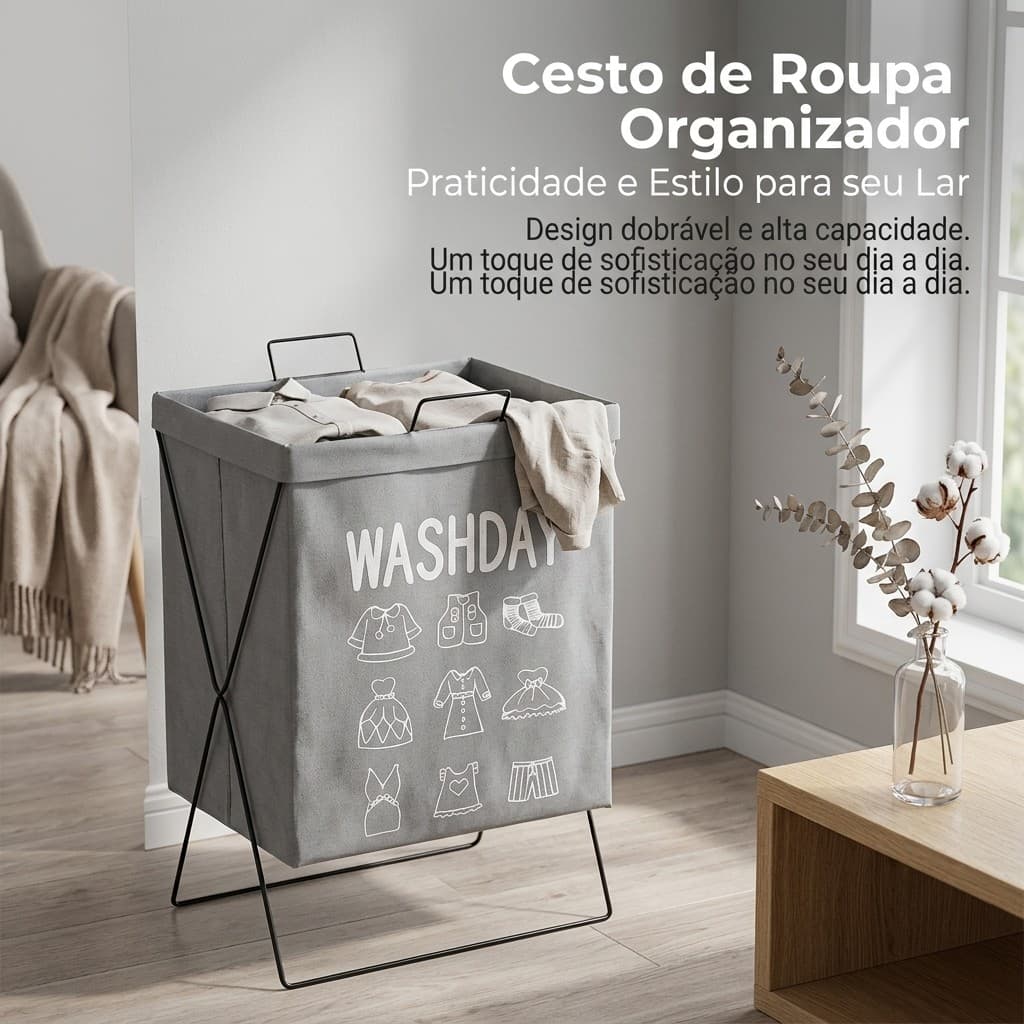 Cesto organizador roupa dobrável grande/ cesto de roupas sujas grande facil