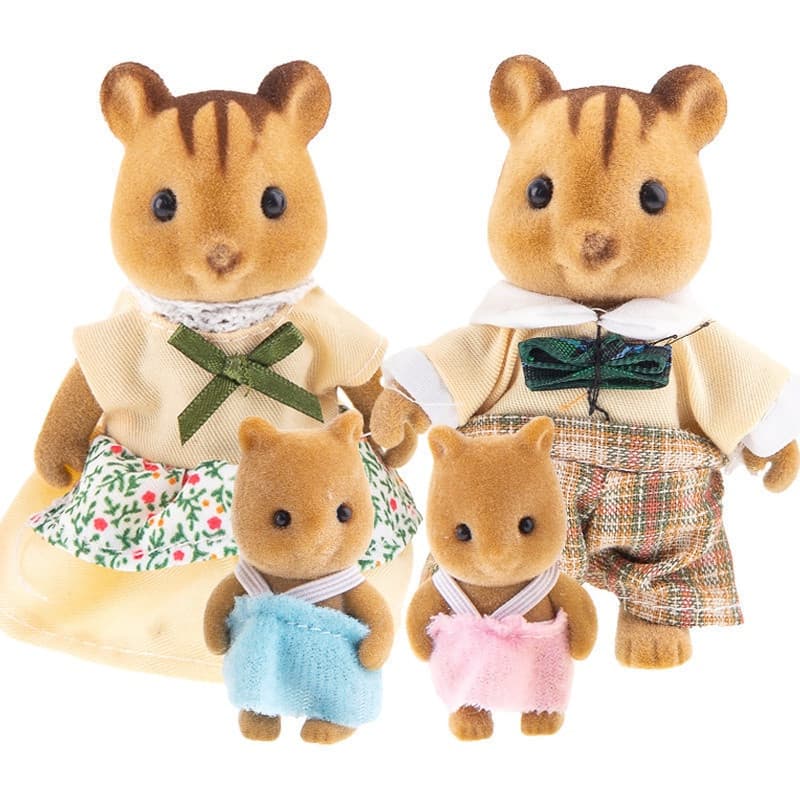 Família Animais Florestais 1 : 12 Dollhouse Mini Conjunto De Móveis Para Quarto De Bonecas Esquilo Figura Brinquedos Cal