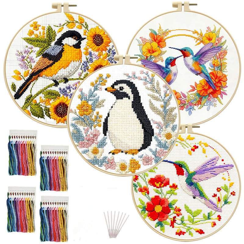 Bordado Pássaro Animal Impresso Kits De Ponto Cruz Padrão Flor DIY Completo Conjunto Artesanato Artesanal Decoração Desk