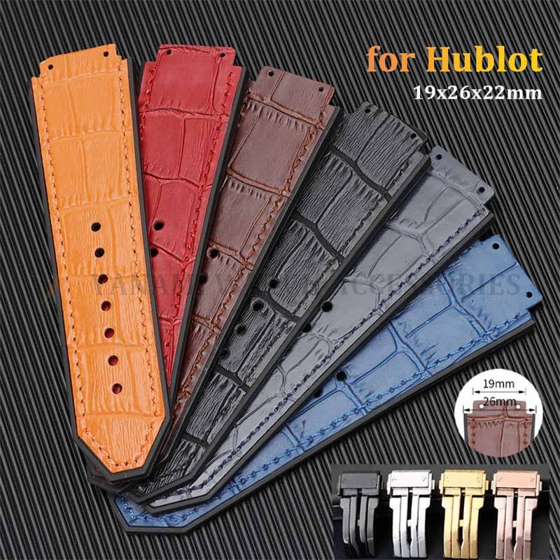 Pulseira De Relógio De Couro Genuíno 19x26mm Substituição Fivela Dobrável Masculino Feminino Pulso Macio