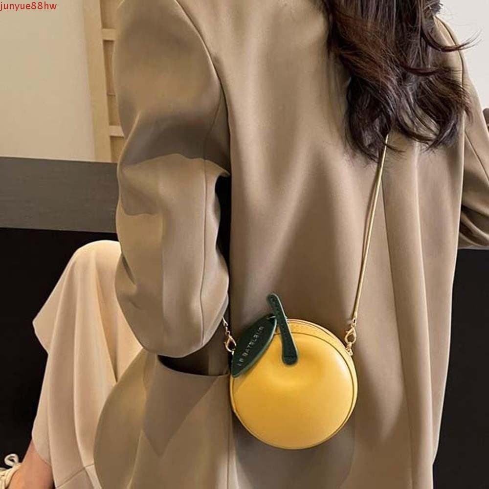 Bolsa Redonda De Couro JUNYUE , De Corrente Em Formato De Fruta De Água Anti-Respingos De Grande Capacidade Moedas