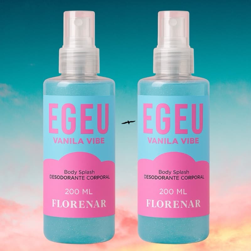 1 Kit feminino Body Splash Egeo Vanila com gliter 200Ml + 1 Hidratante Corporal Egeo Vanila 200Ml