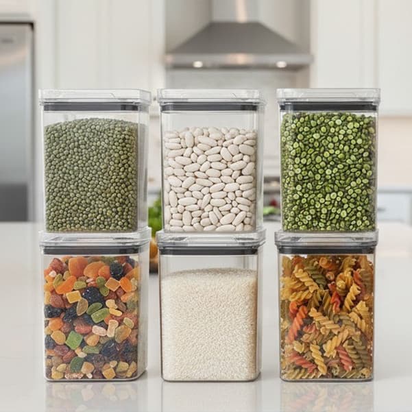 Kit 06 Potes Herméticos 1,1L Empilhável Cozinha Organizada Premium