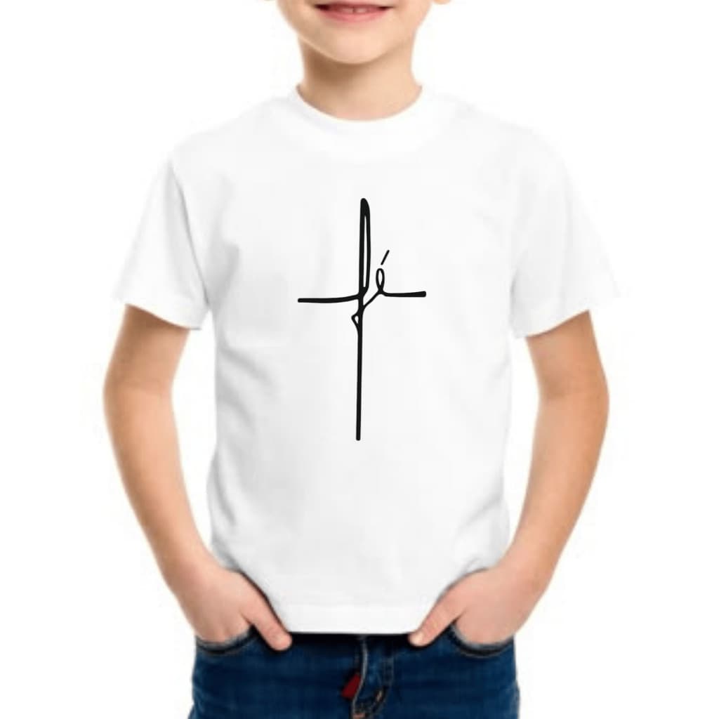 CAMISETA INFANTIL E JUVENIL MENINO RELIGIOSA FÉ,100% ALGODÃO,CAMISA BÁSICA ENVIO IMEDIATO