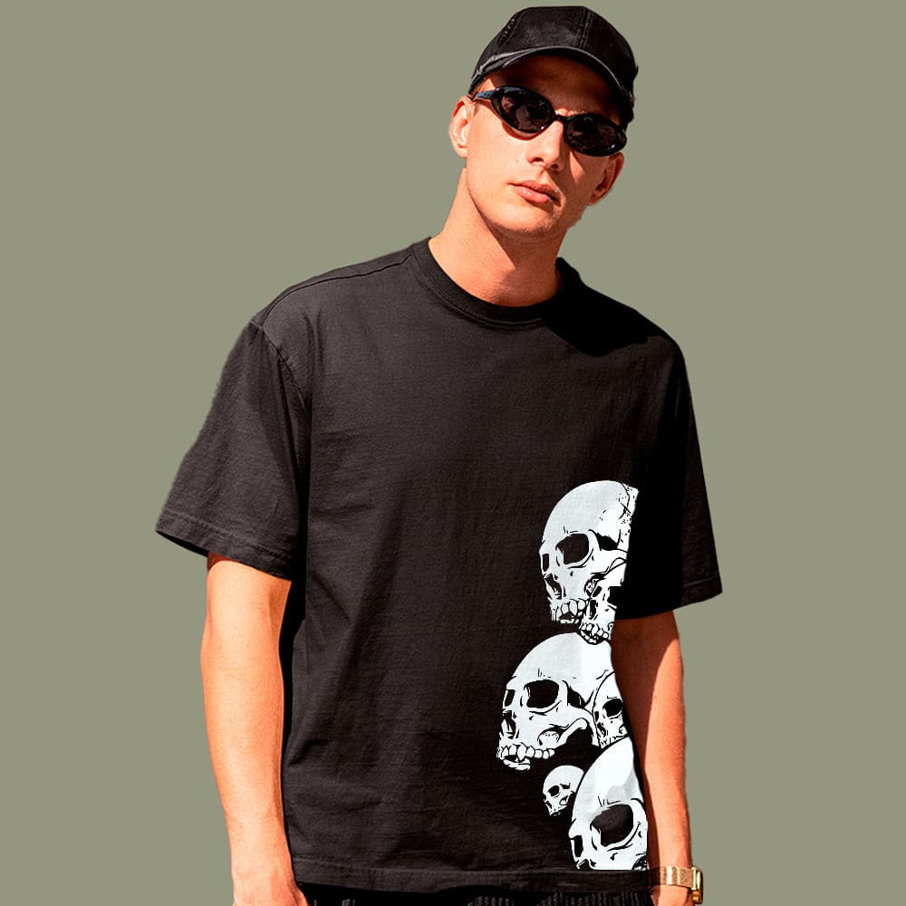 Camiseta Caveira Streetwear Dark 100% Algodão Unissex Estampada Skull Moda Urbana