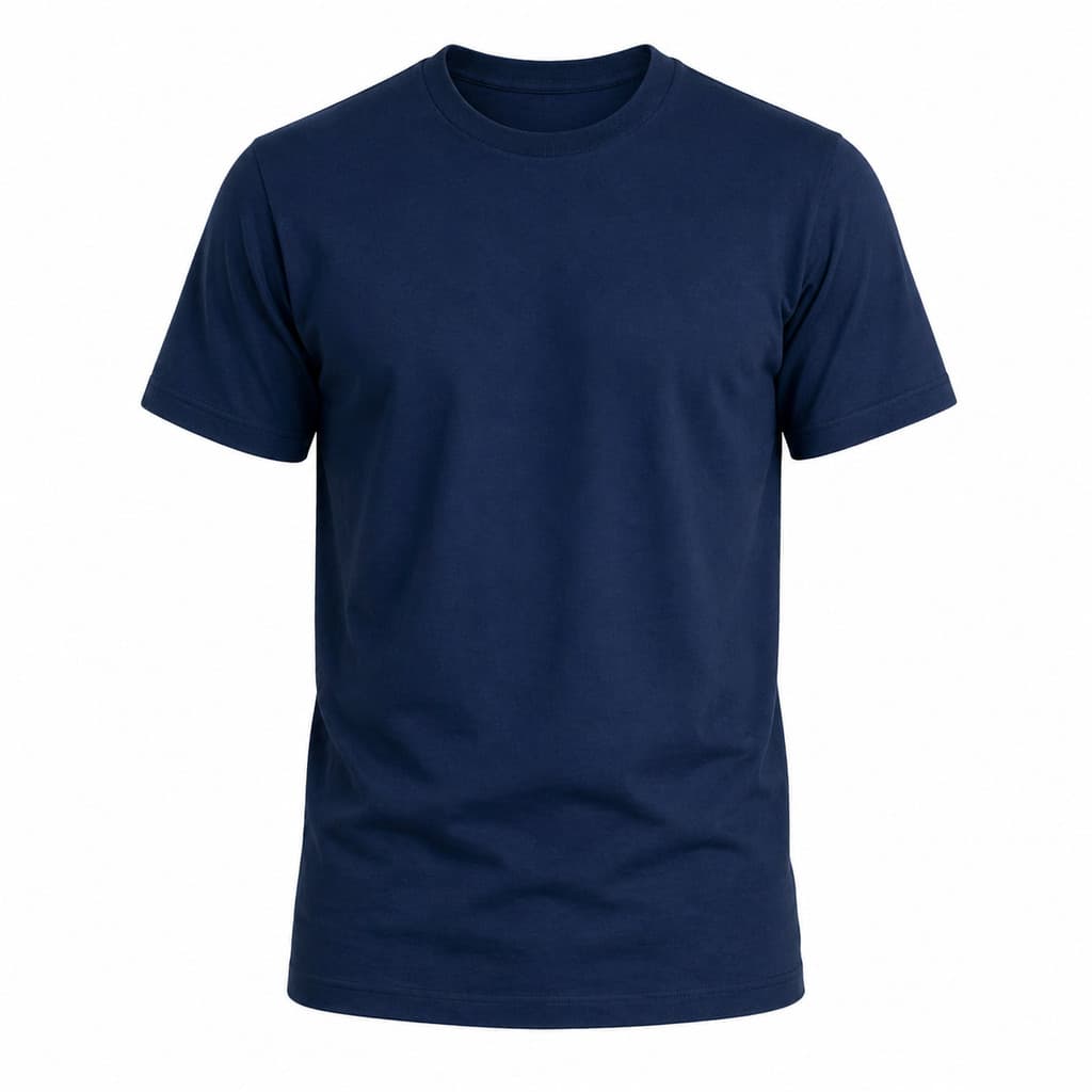 Camiseta Masculina Básica Algodão Confortável Casual Lisa Azul Marinho